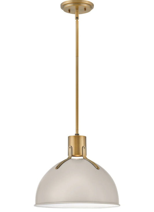 Hinkley Argo 1L Pendant - Brass Lacquer/Light Taupe