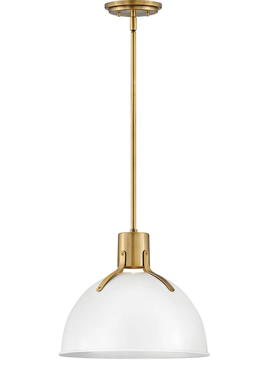 Hinkley Argo 1L Pendant - Brass Lacquer/Polished White