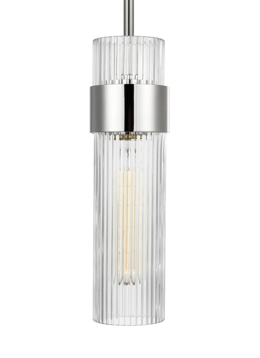 Visual Comfort Geneva 1L Medium Pendant - Polished Nickel