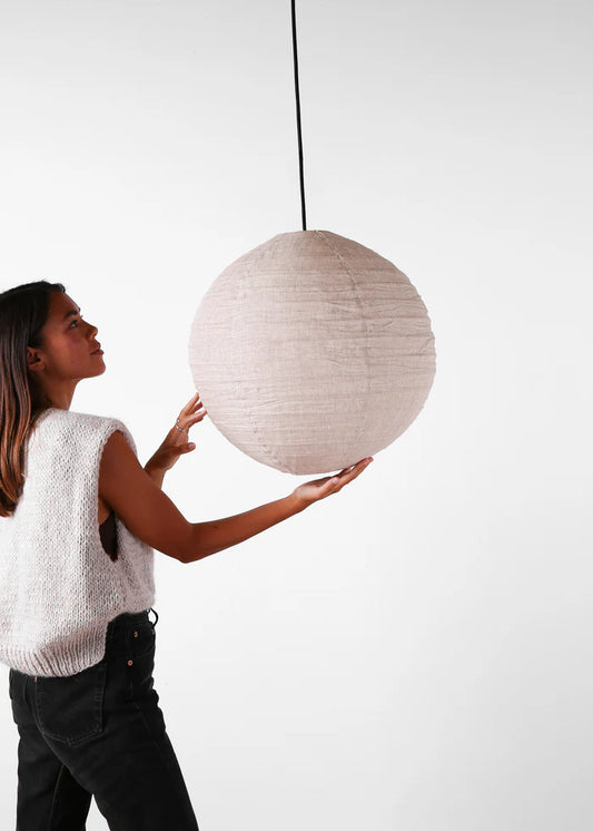 Natural Globe Linen Lantern / 50cm