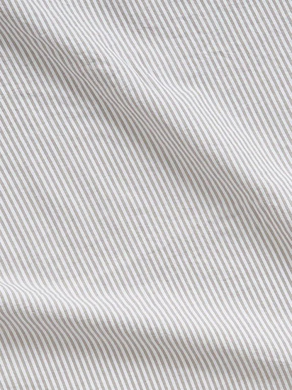 Stripe Organic Cotton Fitted Sheet Grey/White - RUMECitta`