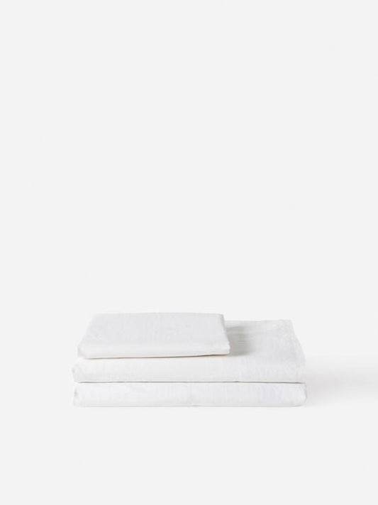 Washed Egyptian Cotton Fitted Sheet White - RUMECitta`