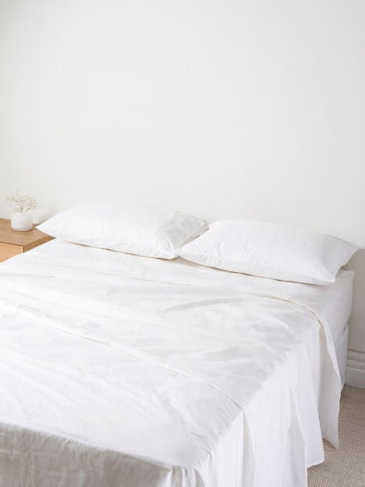 Washed Egyptian Cotton Flat Sheet White - RUMECitta`